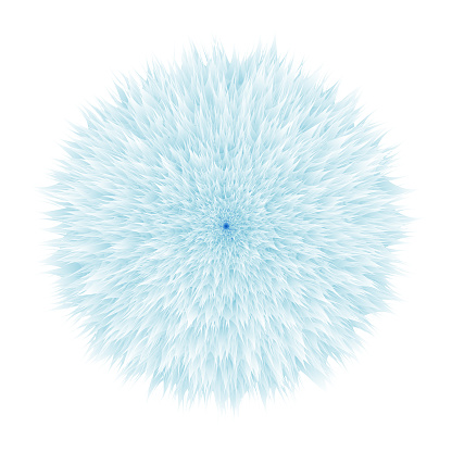 Fluffy blue pom-pom on a white background. Round abstract flower with many petals. Vector.