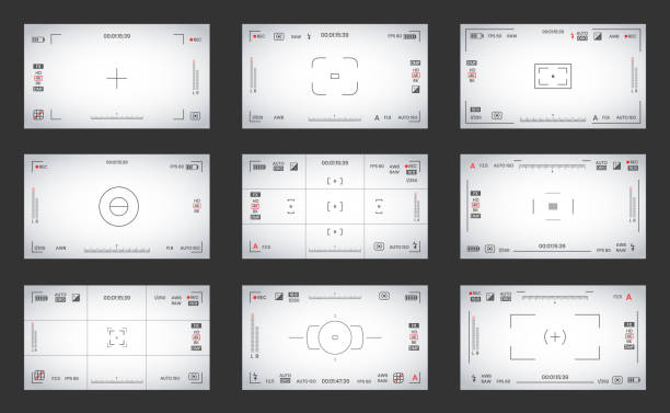 stockillustraties, clipart, cartoons en iconen met camera viewfinder video or photo frame recorder flat style design vector illustration. - camera