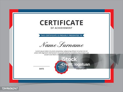 istock Certificate Template 1349606247