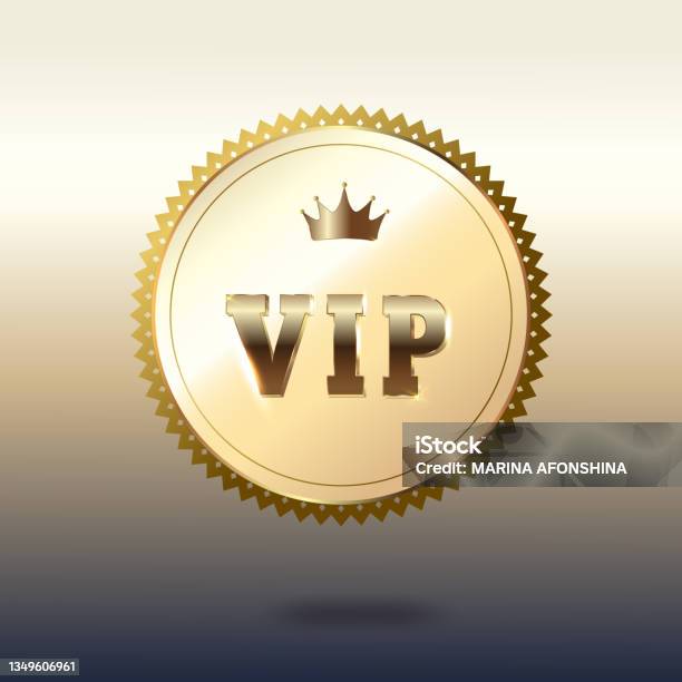 Vip Button Picture Square Vip Pass Button In A Gold Frame With A Crown Vector Illustration Stock ...