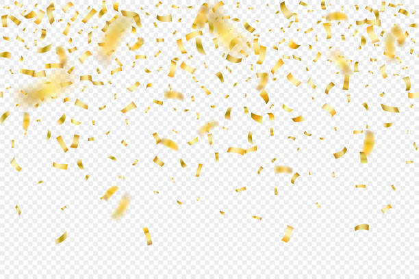 fallender goldener konfetti-nahtloser hintergrund. kann für feiern, weihnachten, neujahr, karneval, valentinstag, feiertag, nationalfeiertag usw. verwendet werden. - konfetti stock-grafiken, -clipart, -cartoons und -symbole
