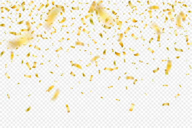 ilustrações, clipart, desenhos animados e ícones de queda confete de ouro fundo perfeito. pode ser usado para celebração, natal, ano novo, festividade de carnaval, dia dos namorados, feriado, feriado nacional, etc. - confetti