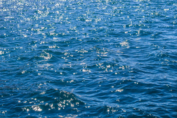 istock Blue sea waves in sunshine glow as surface background. Summer holidays concept 1349610116