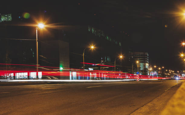 istock Abstract motion blur background of night street 1349610162