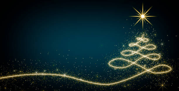 istock Abstract Christmas background. Golden Christmas Tree In Abstract Blue 1349621755