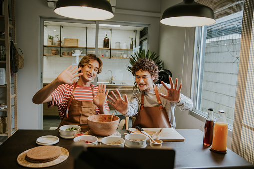 Sustainable lifestyles of Two gays with weekend activity, teaching easy homemade cooking with Thai healthy and spicy food.