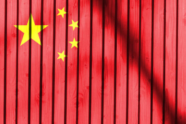 Fluffy China flag on soft balloon surface.