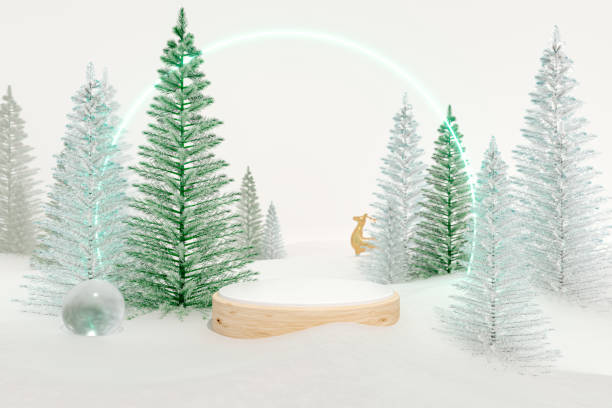 istock Winter Christmas scene with product stand. 1349631190