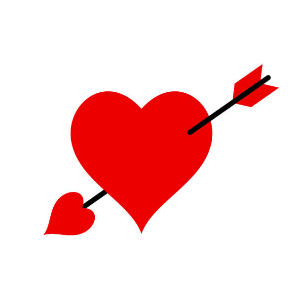 стрела внутри сердца. влюбляться, эмоции, чувства. графика дня святого валентина. - cupid love red affectionate stock illustrations