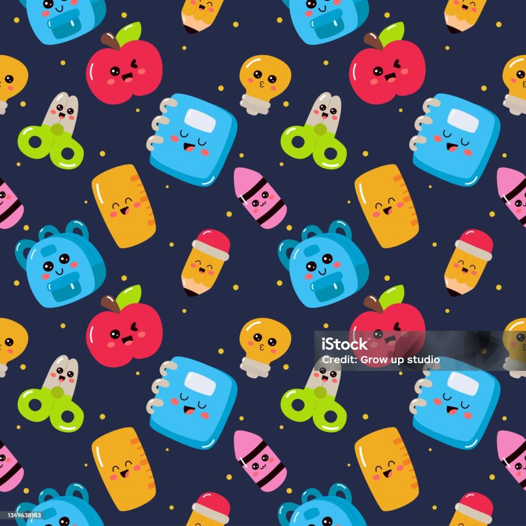 Ilustración de Patrón Sin Costuras Kawaii Dibujos Animados Útiles Escolares Vuelta Al Cole Sobre Fondo Azul Ilustración Vectorial y más Vectores Libres de Derechos de Animal - iStock Ilustración de Patrón Sin Costuras Kawaii Dibujos Animados Útiles Escolares Vuelta Al Cole Sobre Fondo Azul Ilustración Vectorial y más Vectores Libres de Derechos de Animal - iStock
