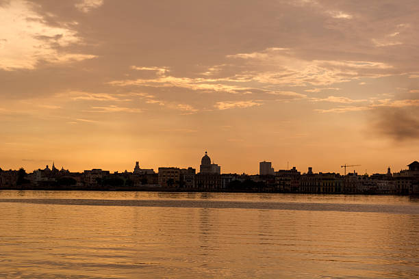 The bay of the city of Havana from Regla. In between the Capitol building