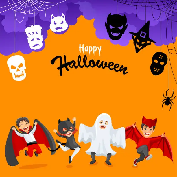 Vector illustration of Halloween Night. Party Poster.