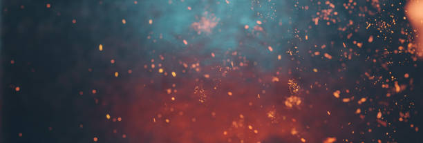 przemysłowe abstrakcyjne tło z latającymi cząstkami ognia - rozżarzony węgielek zdjęcia i obrazy z banku zdjęć