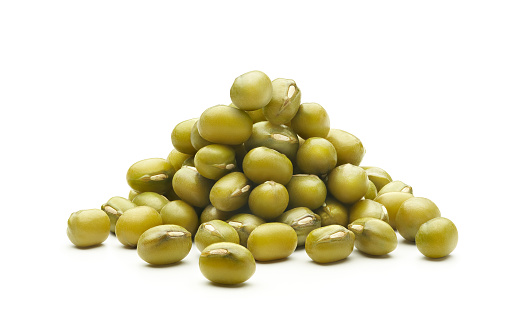 Heap of organic mung beans isolated on white background - Clipping path included