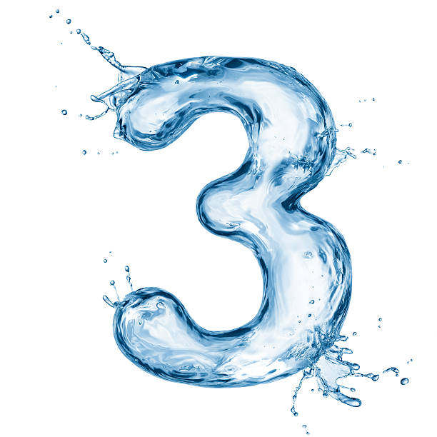 istock Water and droplets in shape of number three 134967592