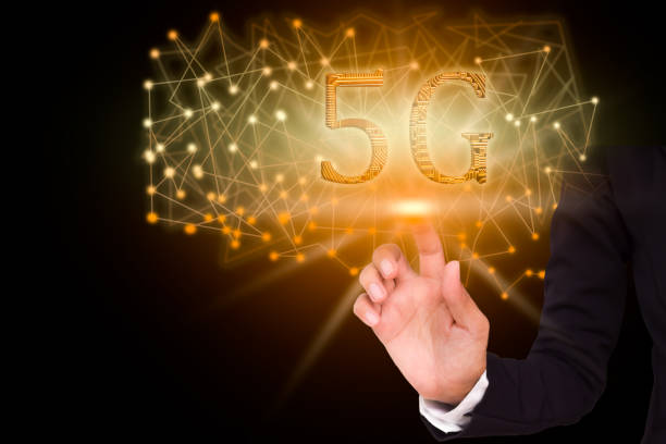 istock Staff finger woman with black suit point 5G 1349679439