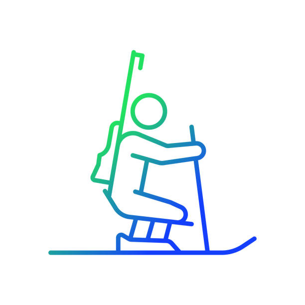 биатлонный градиент линейный векторный значок - mono ski stock illustrations