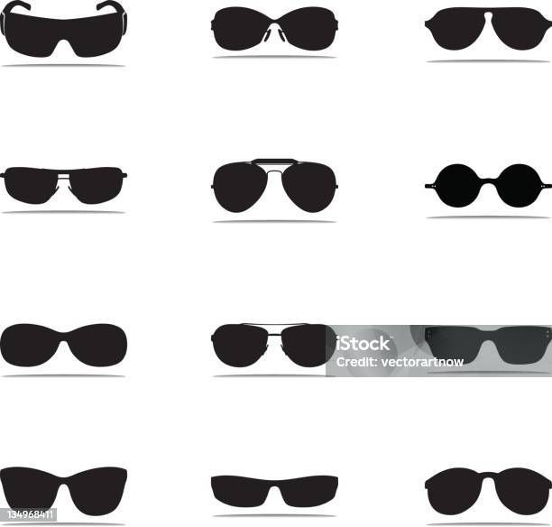 Ilustración de Icono De Siluetas De Gafas De Sol y más Vectores Libres de Derechos de Gafas de sol - Gafas de sol, Accesorio para ojos, Blanco y negro