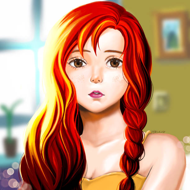 ingwer haar mädchen - long red hair stock-grafiken, -clipart, -cartoons und -symbole