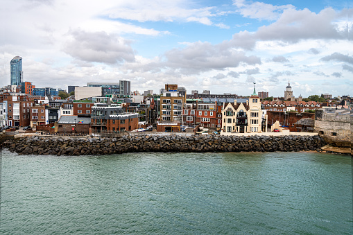 The Skyline of in Portsmouth in Hampshire, England from Portsmouth Harbour