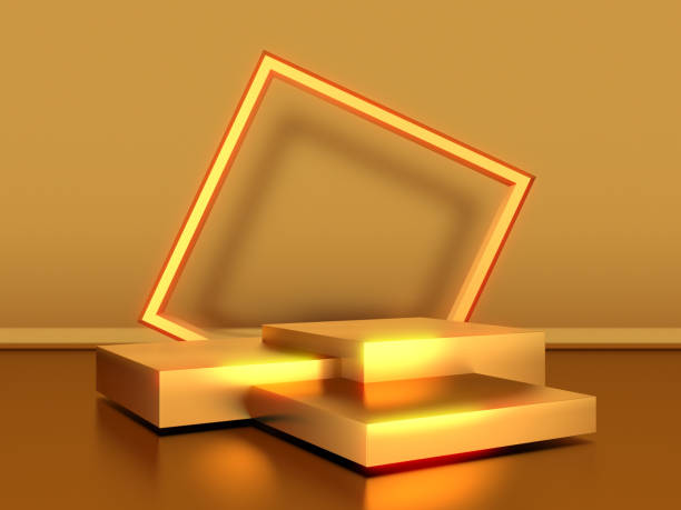 istock Golden luxurious pedestal or blank podium 1349691121