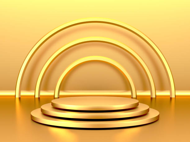 istock Golden luxurious pedestal or blank podium 1349691253