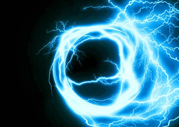 istock Abstract background swirling with blue lightning 1349692553