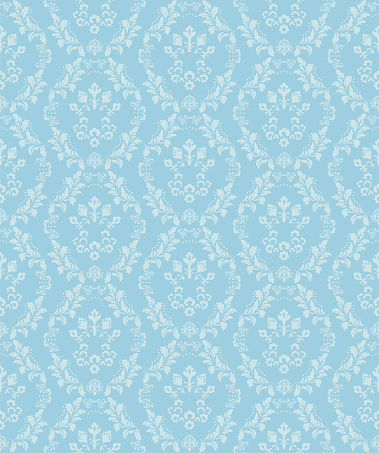 Light Blue Victorian Damask Luxury Decorative Fabric Pattern