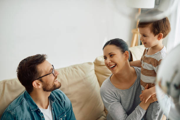 istock Happy family having fun while spending time together at home. 1349701065