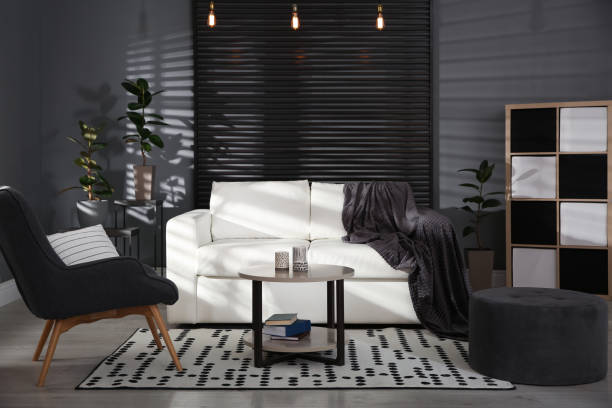 istock Modern living room interior with stylish comfortable sofa 1349703121