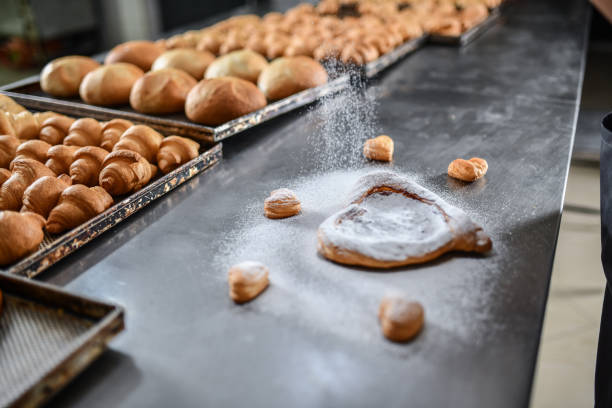 Powdered Sugar Over Marmalade Pastry Dessert In Bakery