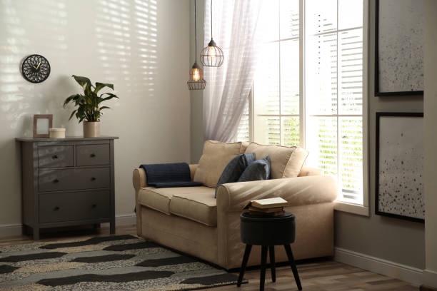 istock Modern living room interior with stylish comfortable sofa 1349705292