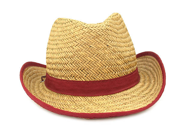istock Beige hat with red ribbon 134970716