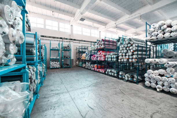 istock Well Ordered Storage Room In Textile Factory Warehouse 1349708953