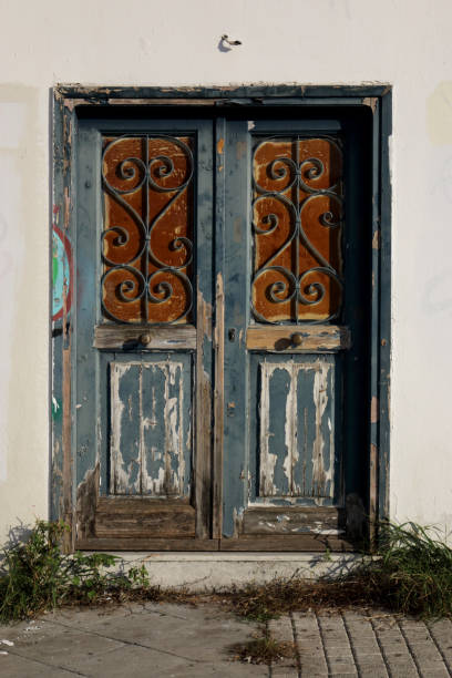 istock Old closed door made of wood 1349713982