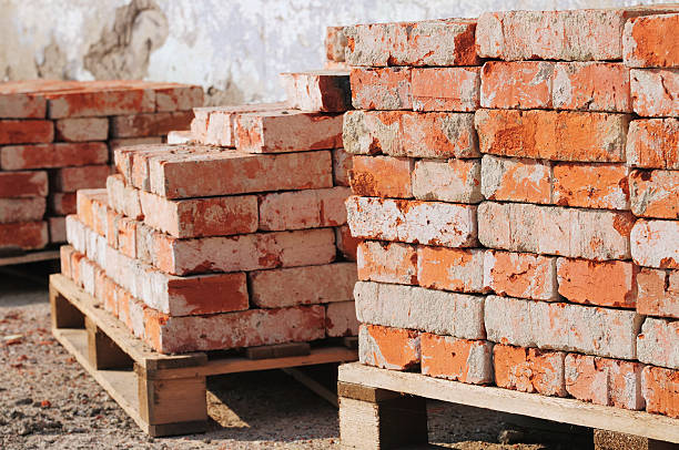 Old piles of bricks at a construction site