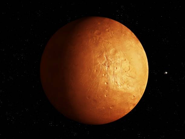 istock Desert planet is covered with grooves and craters. 1349715528
