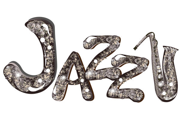 istock Abstract musical design with a trumpet from diamond pattern and Jazz lettering, notes and waves. 1349716071