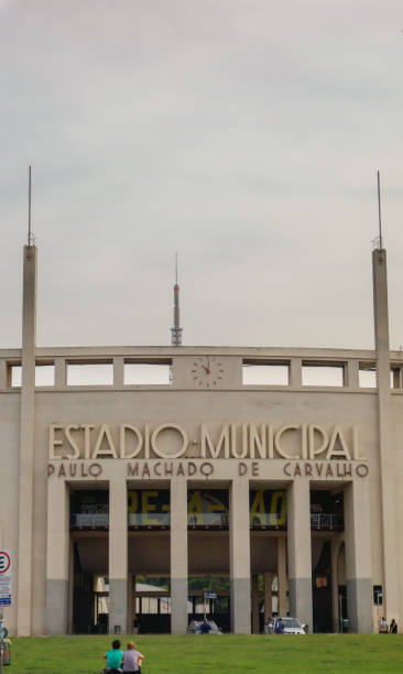 facade view of Pacaembu Municipal Stadium, in Sao Paulo, Brazil facade view of Pacaembu Municipal Stadium, in Sao Paulo, Brazil. High quality photo corinthians fc stock pictures, royalty-free photos & images