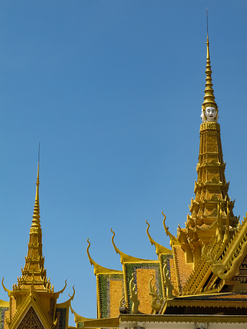 A Temple in Phnom Penh, showing detail of the roof