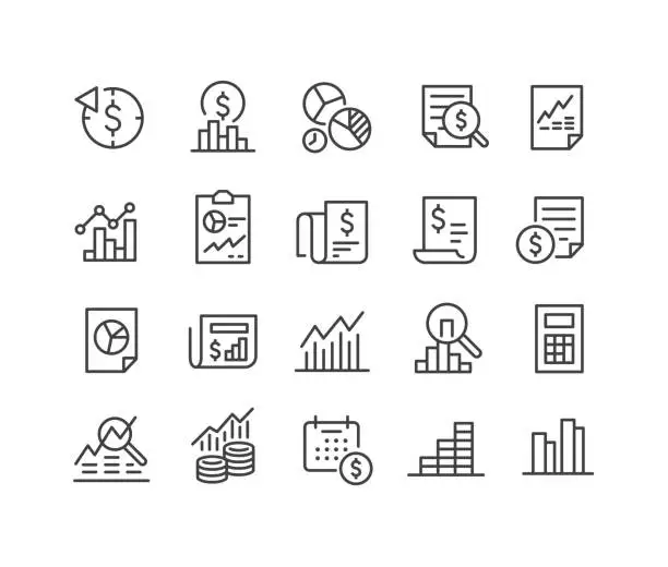 Vector illustration of Fiscal Year Icons - Classic Line Series
