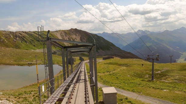 istock Scenic view of rail track along mountain ridge 1349766278