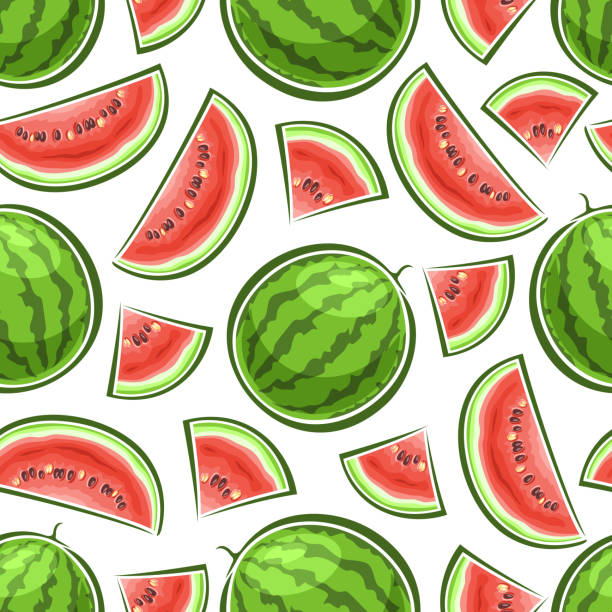 Watermelon Pattern Square 250+ Watermelon Halves And Quarters Stock Illustrations, Royalty-Free ...