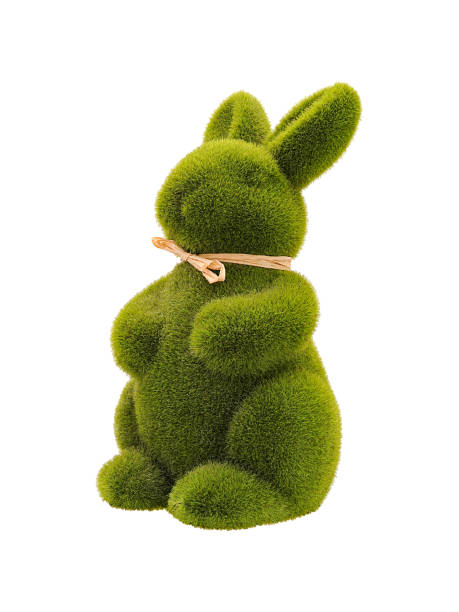 istock Decorative figure of green rabbit isolated 1349766424