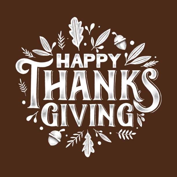 happy thanksgiving schriftzug schwarzer hintergrund vektor design illustration - thanksgiving stock-grafiken, -clipart, -cartoons und -symbole