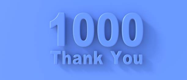 1000 follower. grazie mille per gli amici e gli abbonati della rete. illustrazione 3d - mille grazie foto e immagini stock