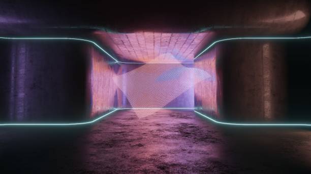 istock Empty High Detailed Concrete Grunge Looking Room With Light Stripes And Reflections.3D Rendering 1349774508