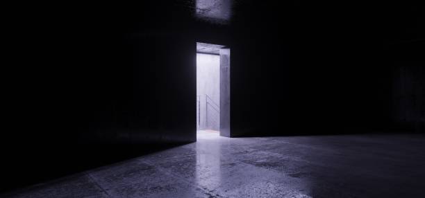 istock Empty High Detailed Concrete Grunge Looking Room With Light Stripes And Reflections.3D Rendering 1349775128