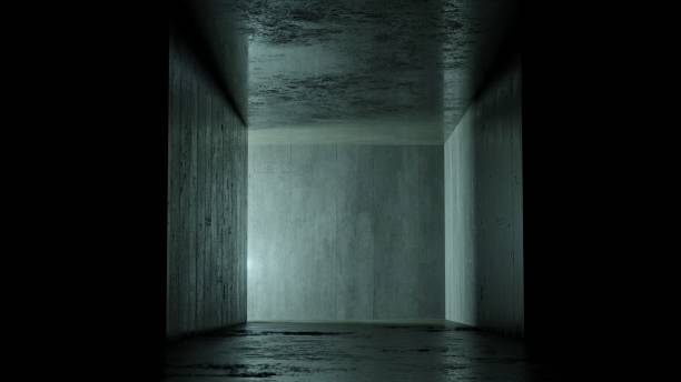 istock Empty High Detailed Concrete Grunge Looking Room With Light Stripes And Reflections.3D Rendering 1349775188