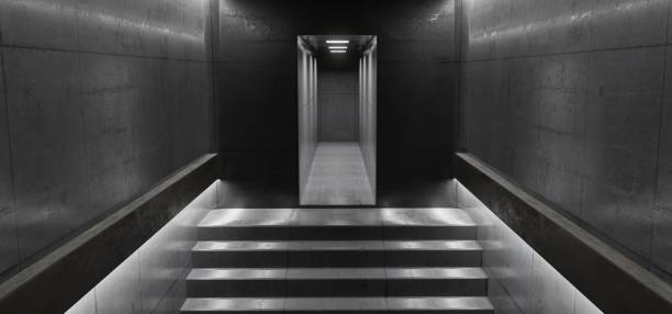 istock Empty High Detailed Concrete Grunge Looking Room With Light Stripes And Reflections.3D Rendering 1349775247